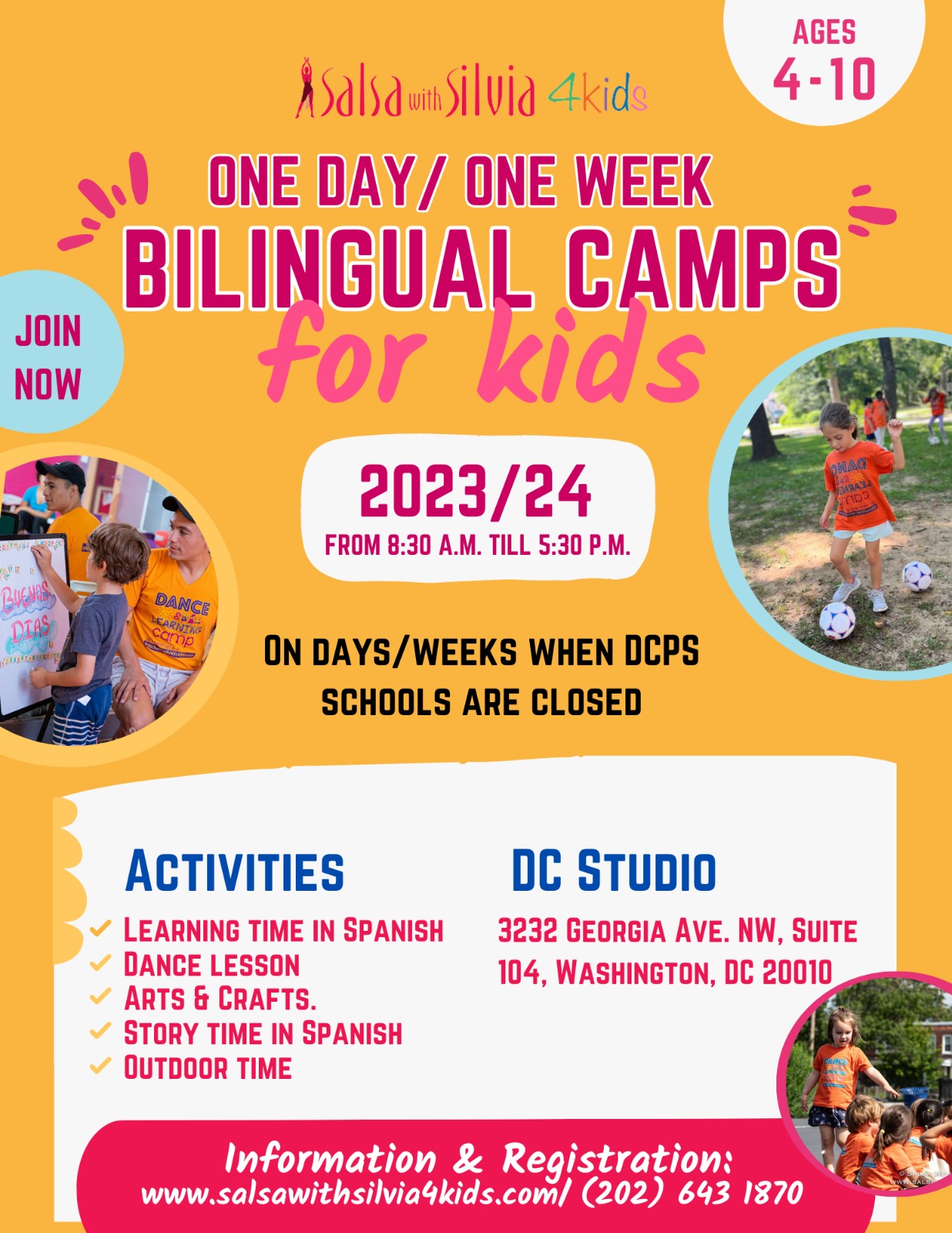2023 2024 One Day Camps Dance Learning Bilingual Camps at Salsa with Silvia Kids