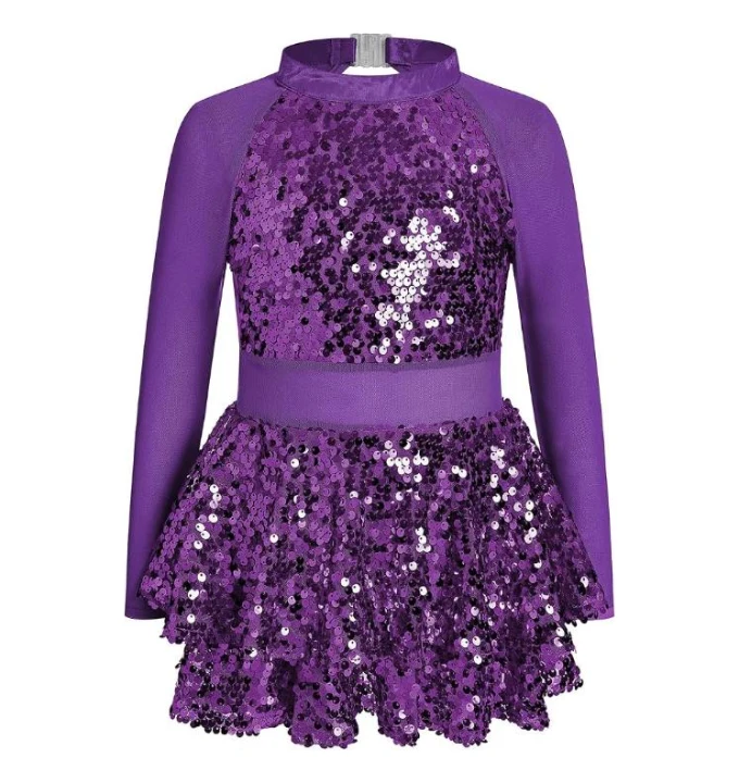 Purple sequin long-sleeve dress costume for Ballet & Jazz with Ms. Sofie