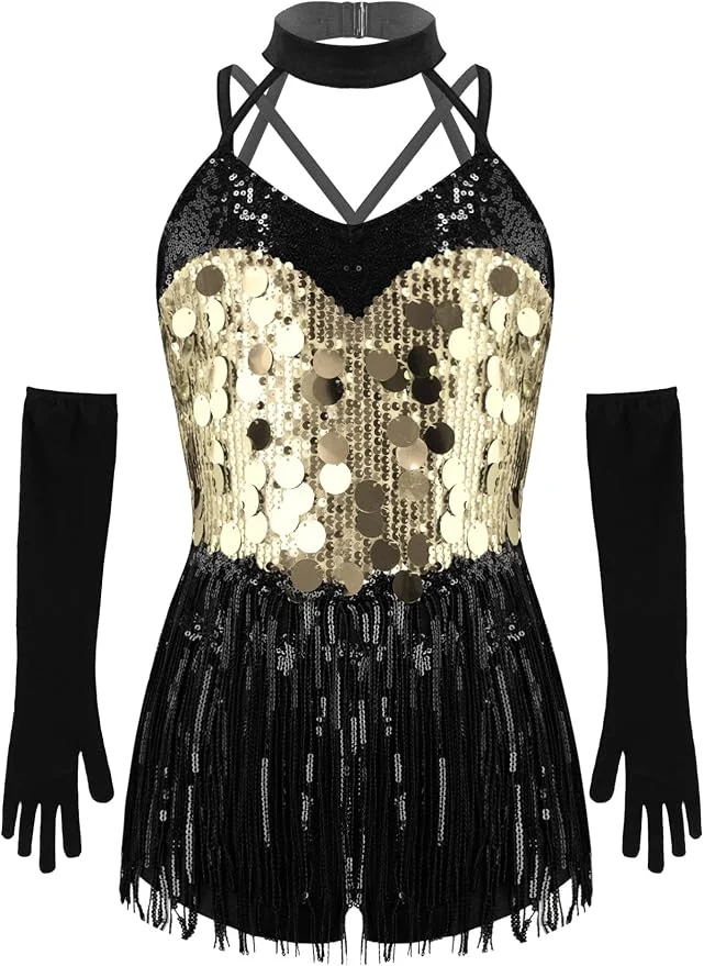Black and gold sequin dress costume – Welcome to Broadway! recital